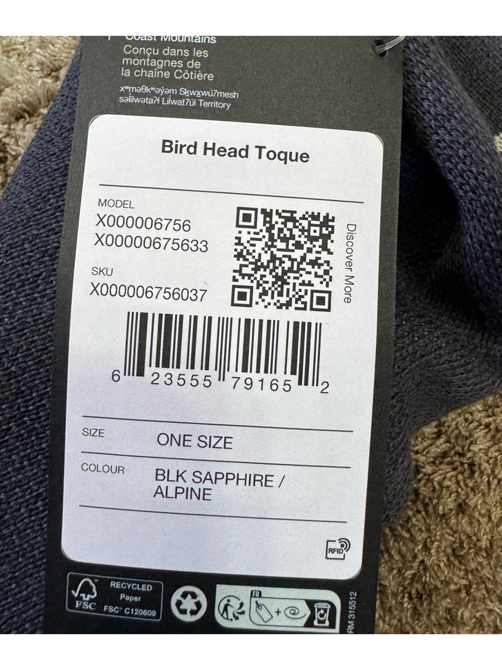 Arc'teryx Black Beanie with Light Gray Skeleton Logo - Picture 4 of 5